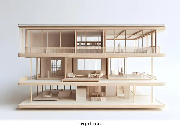 Modern Architecture House Model With Interior Design