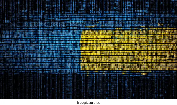 Binary Code Ukraine Flag Illustration