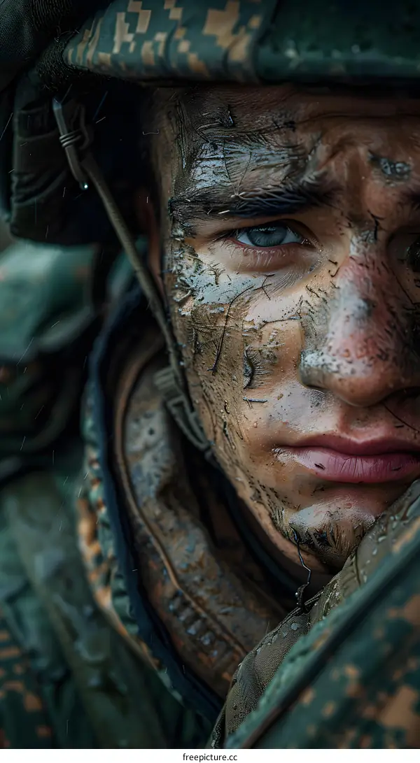 Soldier with Mud Stained Face