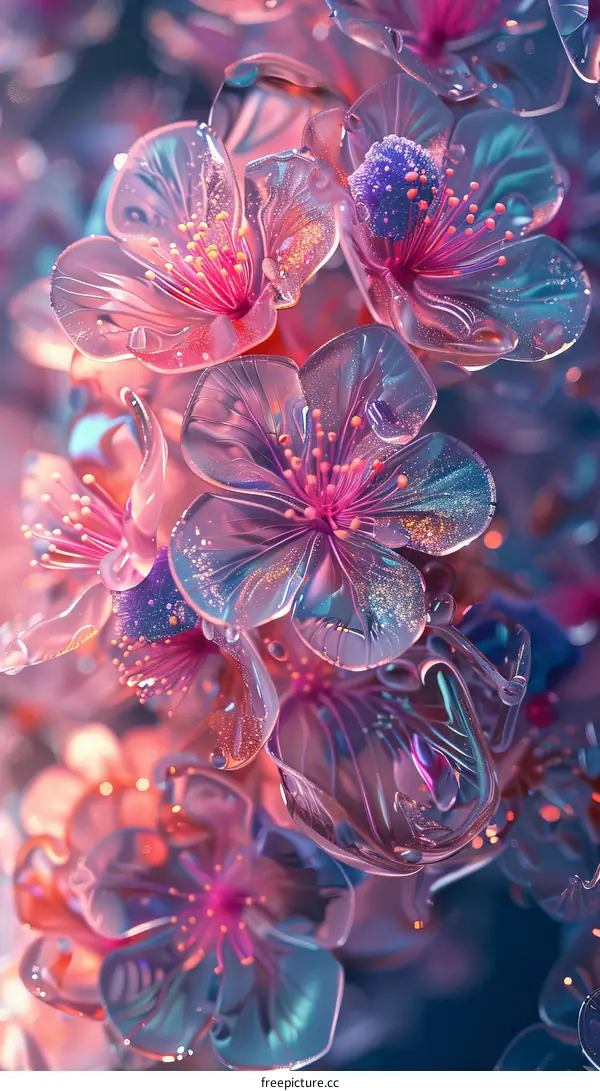 Fantasy Blue and Pink Petal Flowers