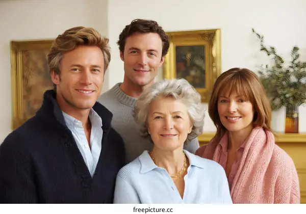 Happy Family Portrait in a Living Room