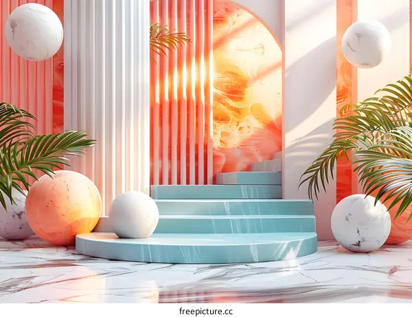 Geometric Shapes and Soft Colors in Abstract Interior Space