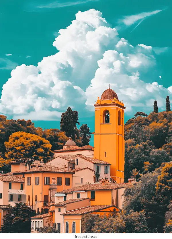 Church Tower in the Italian Countryside