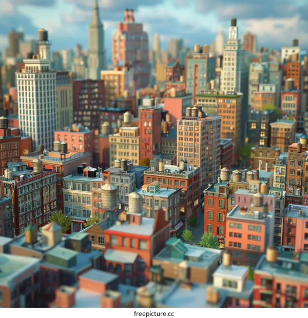 Miniature Cityscape Illustration of New York