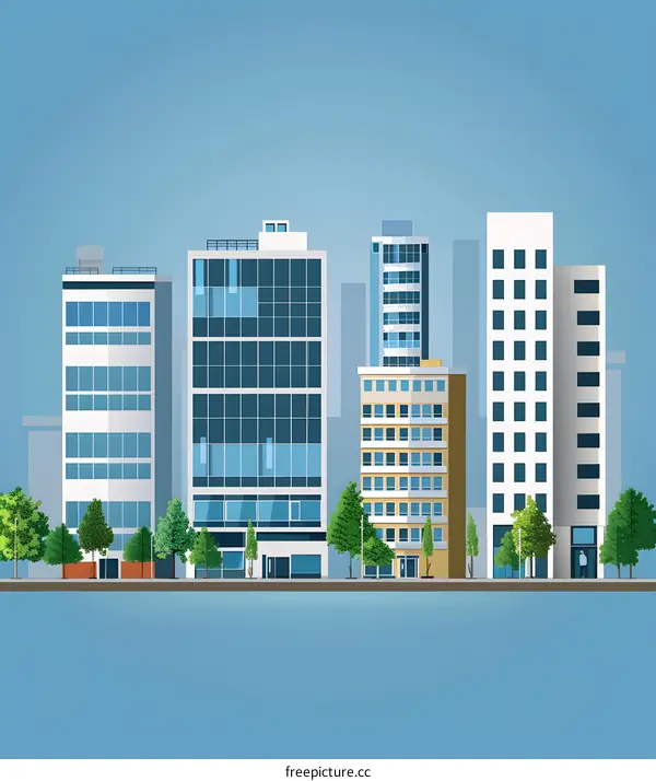 Modern Cityscape with Tall Buildings