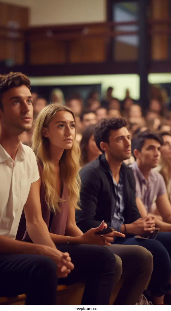 A group of young people sitting in a lecture hall