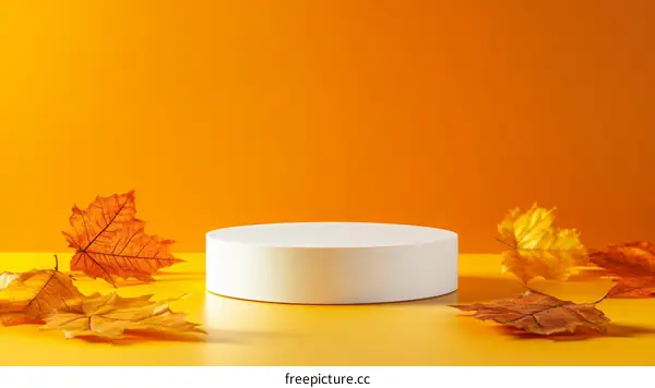 Autumn Display Podium with Maple Leaves