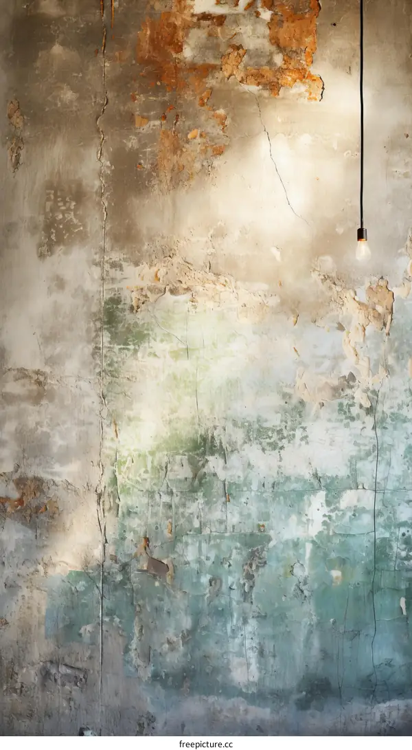 weathered wall with cracks and peeling paint