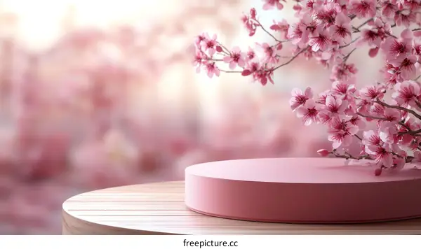Pink Cherry Blossom Display Podium