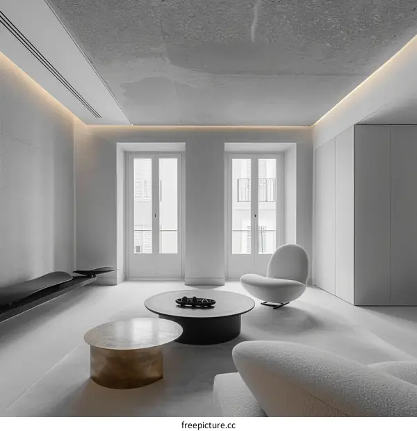 Modern minimalist white living room design