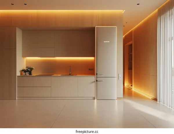 Bright and Airy Modern Kitchen With Light Wood Cabinets and White Appliances