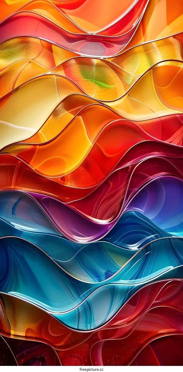 Abstract Colorful Glass Waves Background