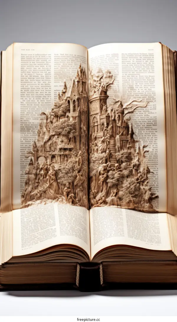 A Medieval Castle Carving in an Old Book