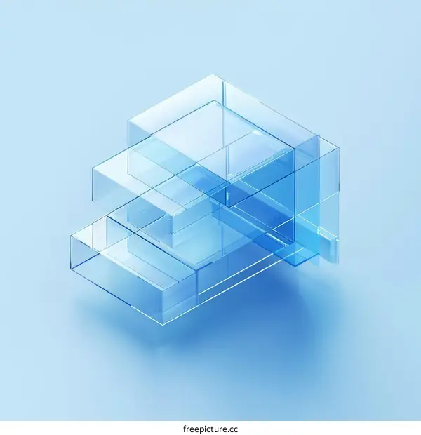 Abstract Blue Translucent Geometric Shapes