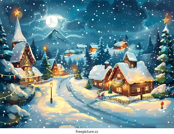 Christmas Eve in the Snowy Town