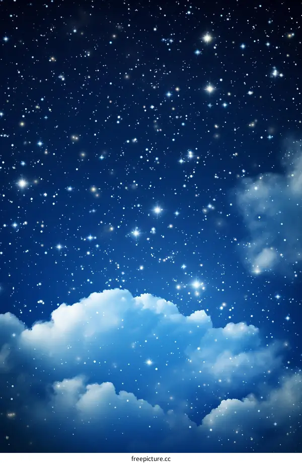 Starry Night Sky with Dramatic Clouds