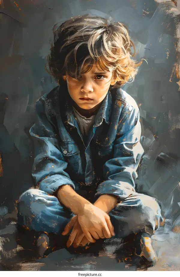 Portrait of a boy with curly hair