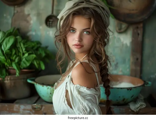 Portrait of a beautiful young woman in a headscarf