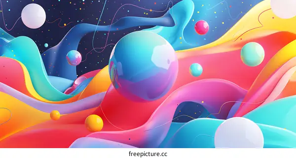 Abstract 3D Shapes With Colorful Gradient Background