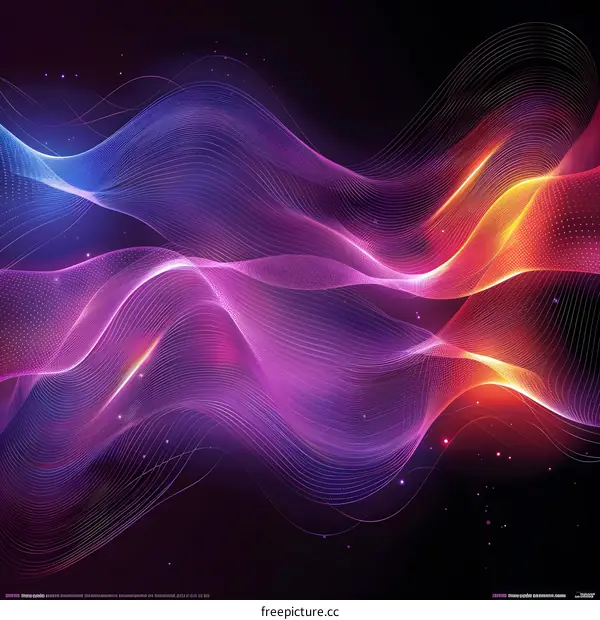 Colorful abstract background image of glowing curved lines.