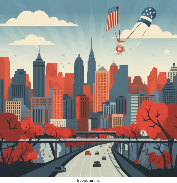Patriotic City Illustration