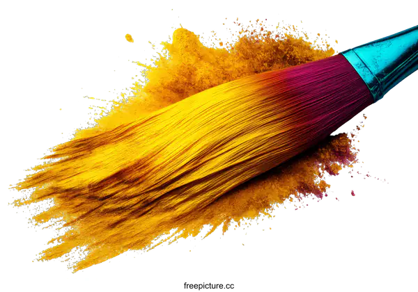 [Transparent Background PNG]Colorful Paint Brush with Powdered Pigment
