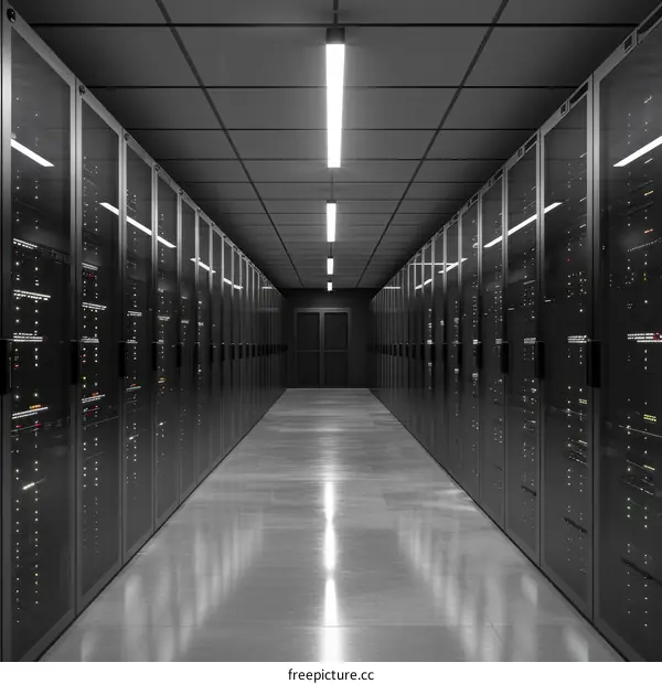 Server room with rows of server racks