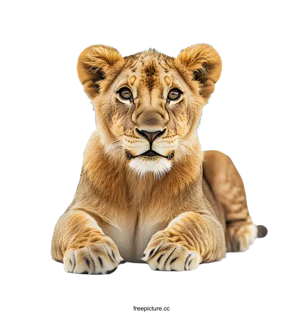 [Transparent Background PNG]Close Up of a Lion Cub on White Background