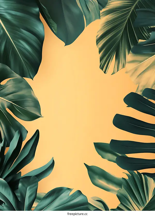 Tropical Leaves Background with Copy Space