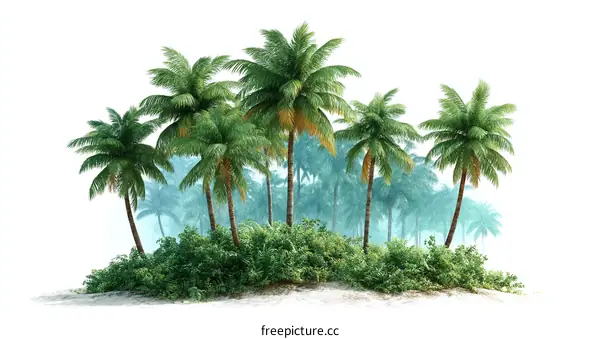 Tropical Island Palm Trees Illustration