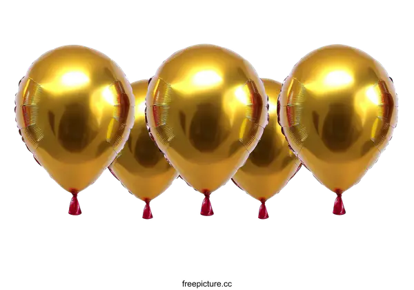 [Transparent Background PNG]Four Golden Metallic Foil Balloons