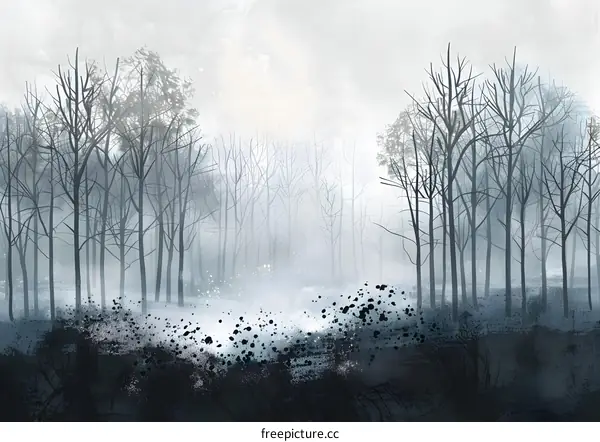 Abstract Foggy Forest Illustration