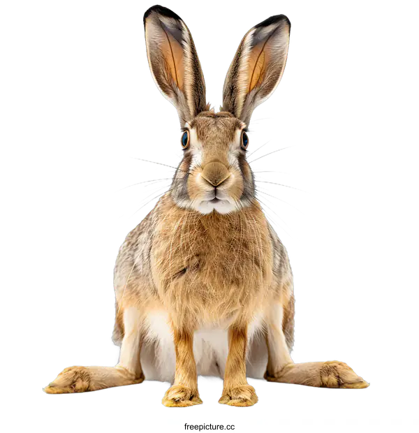 [Transparent Background PNG]Brown hare sitting on white background