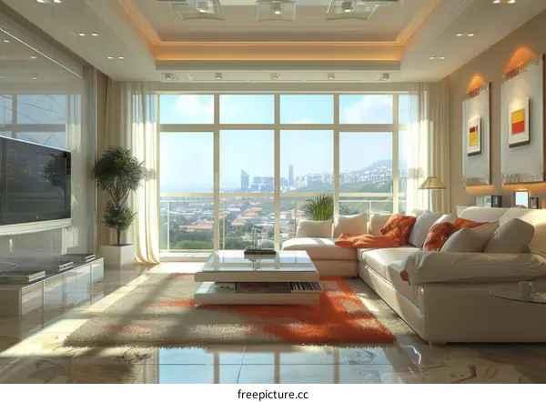 Cozy and Modern Living Room with Balcony