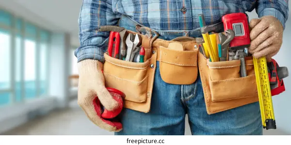 Construction Worker with Full Tool Belt