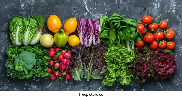 Fresh Organic Vegetables and Fruits Burst with Colors on Dark Background