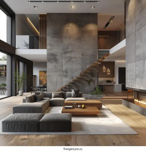 Modern industrial living room interior design