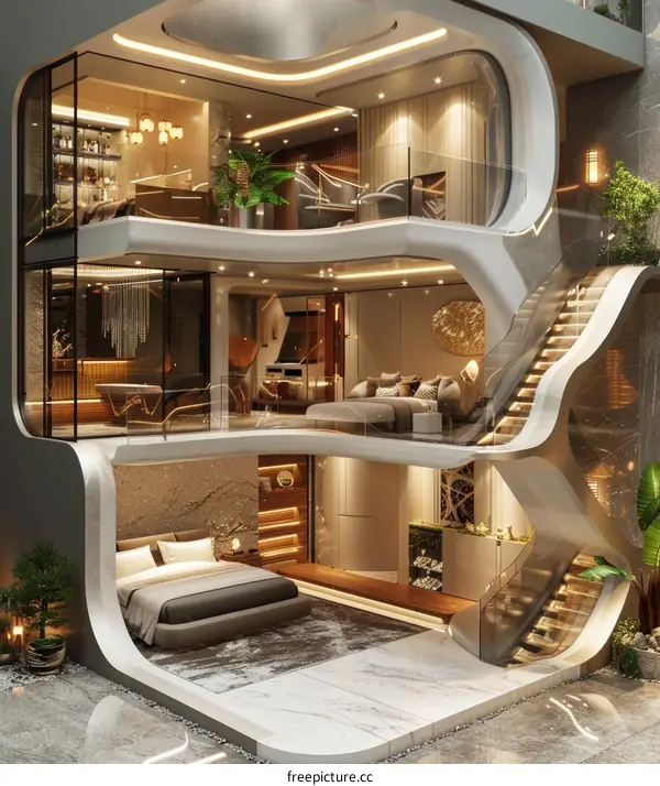 Luxury Modern House Design with Multi-level Interior
