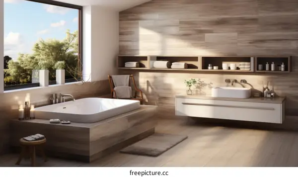 Bathroom Sanctuary: Natural Materials and Serene Design