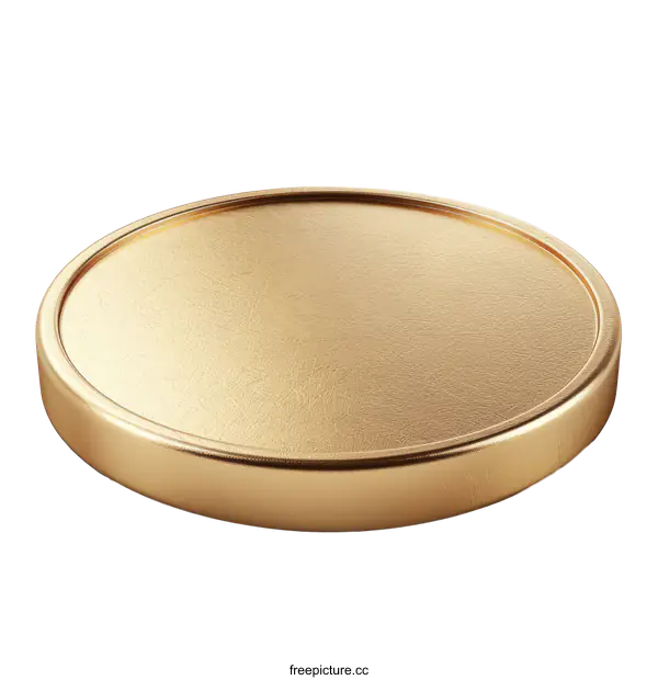 [Transparent Background PNG]Golden Empty Round Podium on White Background