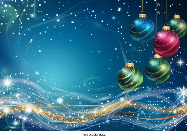 Sparkling Christmas Decorations in Blue, Gold, and White