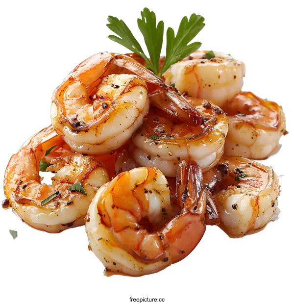 [Transparent Background PNG]A plate of delicious cooked shrimp