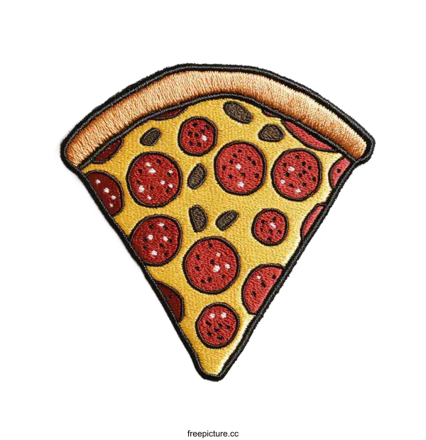 [Transparent Background PNG]Embroidered Pizza Slice Patch