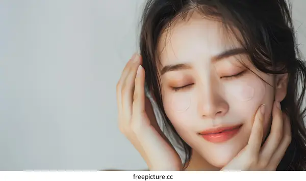 Beautiful Woman Applying Eye Mask