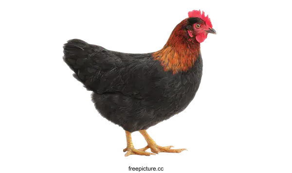 [Transparent Background PNG]Single Black and Red Rooster Portrait
