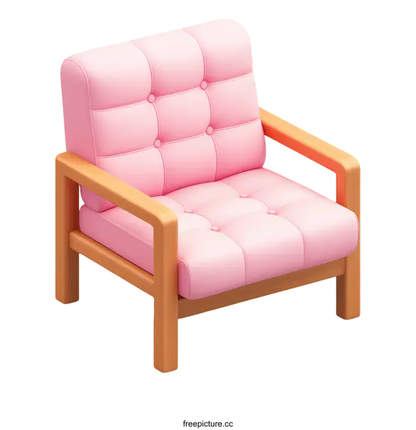 [Transparent Background PNG]Pink Upholstered Armchair Illustration