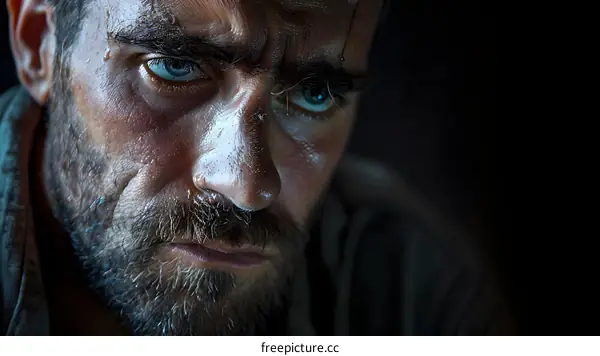 Portrait of a man with a beard and blue eyes