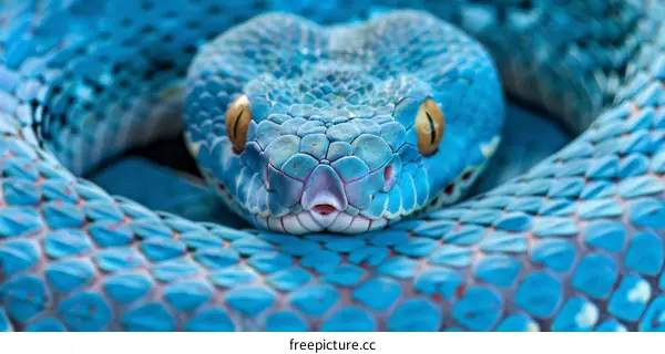 Stunning Blue Viper Snake Close-up