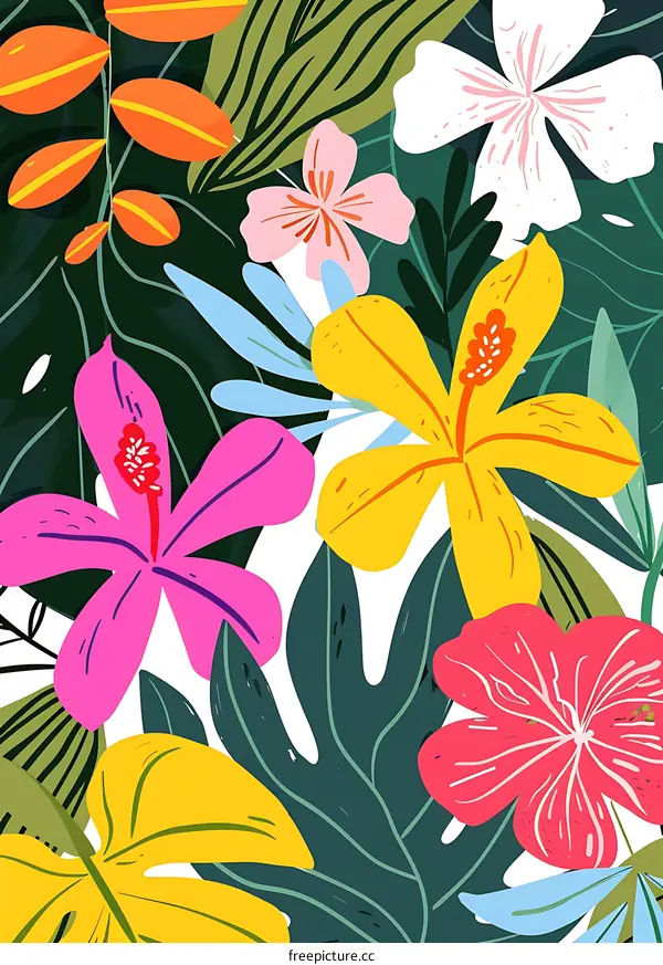 Tropical Flowers Pattern Design