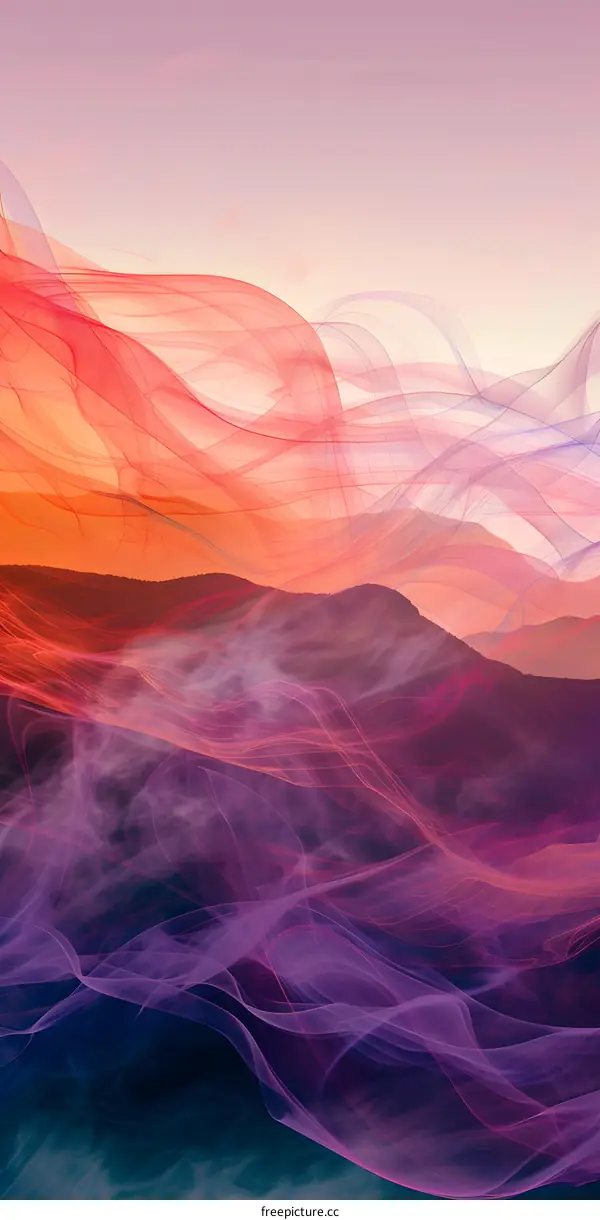 Abstract Landscape With Purple And Orange Lines